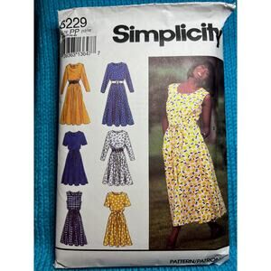Simplicity Sewing pattern 8229 dress swing skirt 1980s size 12-18